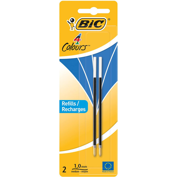 Recharge Pour Stylo Bille Bic 4 Couleurs - Pointe Moyenne - Bleu - Bic pas cher