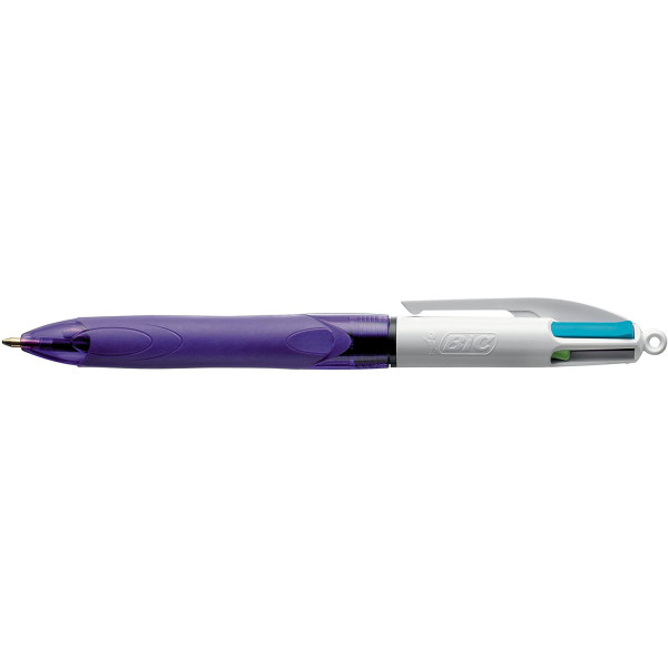 Stylo - 4 Couleurs - Pointe Moyenne - Bic - Grip Corps Mauve pas cher