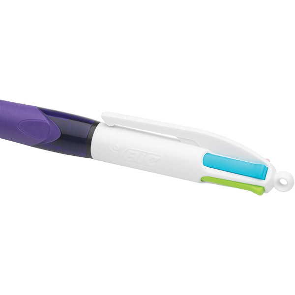 Stylo - 4 Couleurs - Pointe Moyenne - Bic - Grip Corps Mauve | Surdiscount