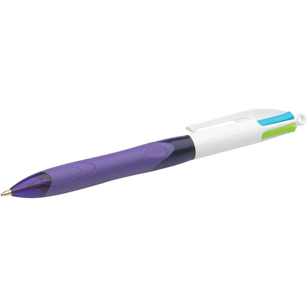 Stylo - 4 Couleurs - Pointe Moyenne - Bic - Grip Corps Mauve | à seulement 2,5 €