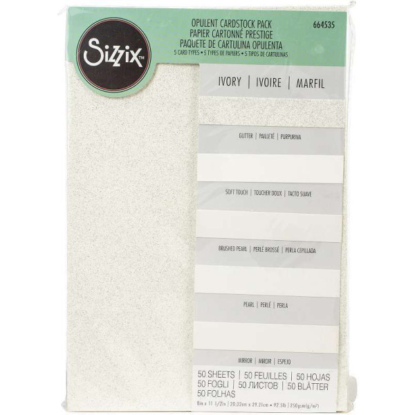 Papier cartonné - Pailleté ivoire - A4 - 230g - 50 feuilles - Scrapbooking - Sizzix