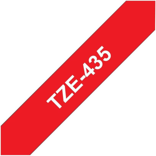 Cartouche pour étiqueteuse - Brother - TZe-435 - Laminé - Fond rouge écriture blanc - 12mm