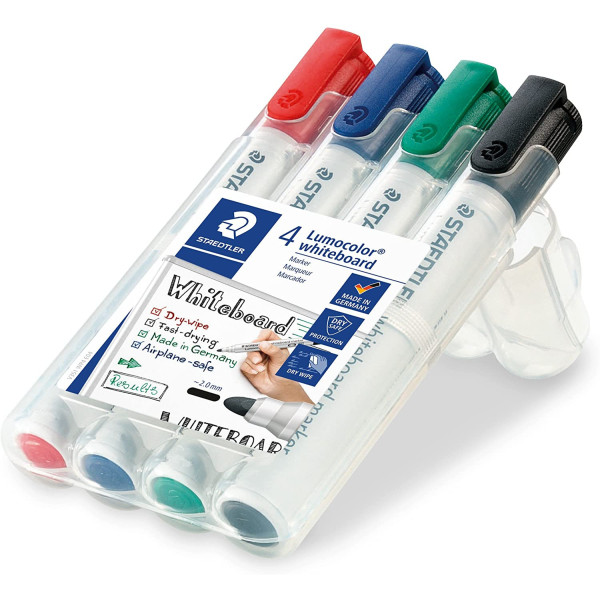 Lot De 4 Marqueurs Effaçable À Sec - Lumocolor Whiteboard Marker Staedtler | Surdiscount