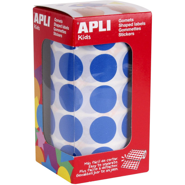photo-Rouleau gommettes rondes - 20 mm - Bleu - Apli