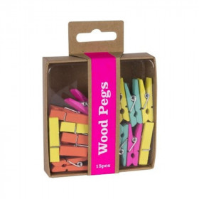 photo-Pinces à linge en bois Fluor collection 15 unités