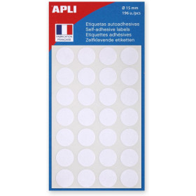 Gommettes Auto-Adhésives 15Mm 196 Étiquettes Blanche Apli 111840 pas cher