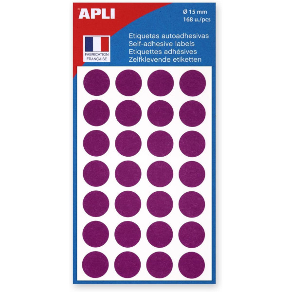 Gommettes Auto-Adhésives 15Mm 168 Étiquettes Violet Apli pas cher