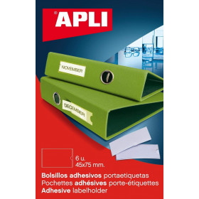 photo-Pochettes adhésives porte-étiquettes pour classeur - 45 x 75 mm - 6 unités - Apli