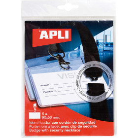 photo-Badge porte-nom avec cordon - 90 x 56 mm - 5 unités - Apli