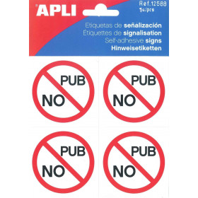 Étiquette De Signalisation - No Pub - 5,7 X 5,7 Cm - Apli pas cher