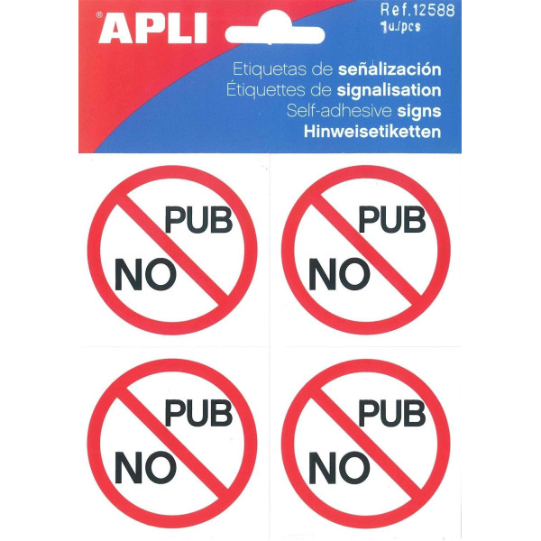 Étiquette De Signalisation - No Pub - 5,7 X 5,7 Cm - Apli pas cher