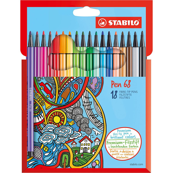 Pochette de 18 feutres STABILO Pen 68 pas cher