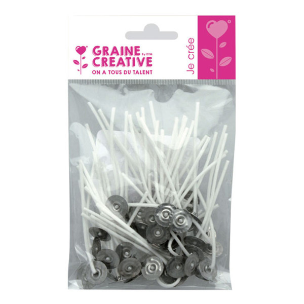 Mèches pour bougies - Sur pied - 7 cm - Bougies à faire soi même - 50 pièces