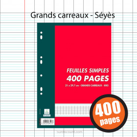400 Feuillets Mobiles 400 Pages A4 Grands Carreaux Seyes 80G Oxford pas cher