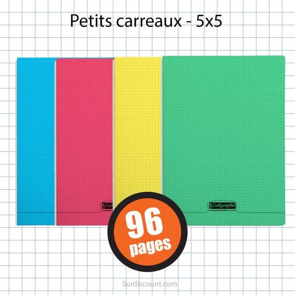 Carnet Polypro 90X140 96P Petits Carreaux 5X5 Assortiment Clairefontaine pas cher