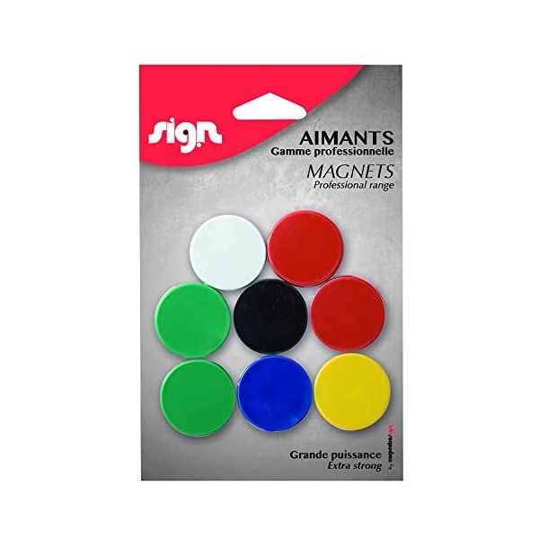 Lot De 8 Aimants Ronds Diamètre De 30 Mm - Assortiment - Sign pas cher