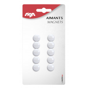 Lot De 10 Aimants Ronds Diamètre De 9 Mm - Blanc - Sign pas cher