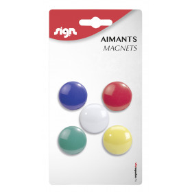 Lot De 5 Aimants Ronds Diamètre De 27 Mm - Assortiment - Sign | Surdiscount