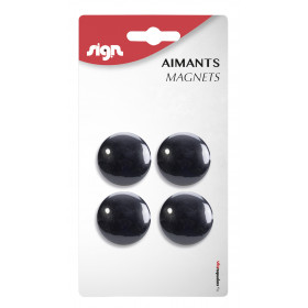Lot De 4 Aimants Ronds Diamètre De 32 Mm - Noir - Sign | Surdiscount