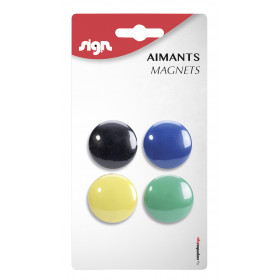 Lot De 4 Aimants Ronds Diamètre De 32 Mm - Assortiment - Sign pas cher