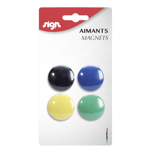 Lot De 4 Aimants Ronds Diamètre De 32 Mm - Assortiment - Sign pas cher