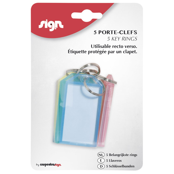 Sachet De 5 Porte-Clés A Clapet - Assortiment - Sign pas cher