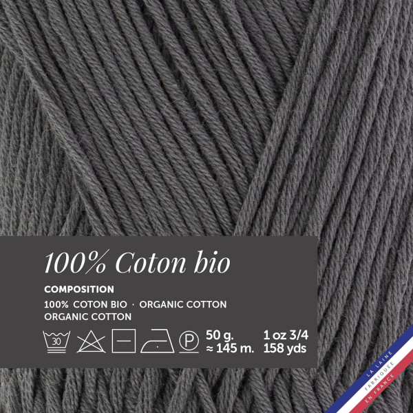 10 pelotes de laine - Mistigris - 100% coton bio - 3mm - Tricot et crochet - Bergère de France