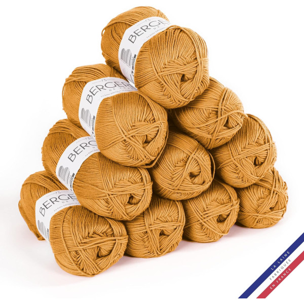 10 pelotes de laine - Cuivre - 100% coton bio - 3mm - Tricot et crochet - Bergère de France