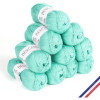 10 pelotes de laine - Algue - 100% coton bio - 3mm - Tricot et crochet - Bergère de France