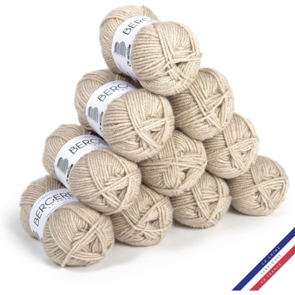 10 pelotes de laine - Sable blanc - 100% acrylique - Bergère de France - Barisienne 7