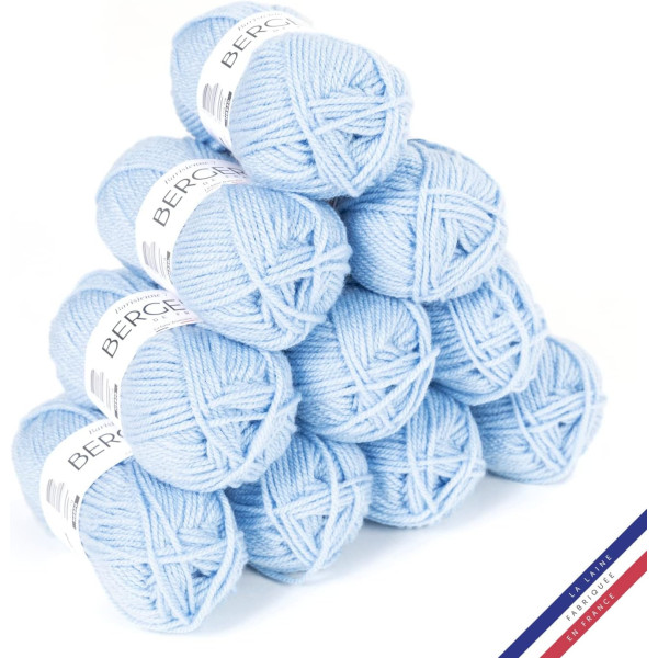 10 pelotes de laine - Ciel - 100% acrylique - Bergère de France - Barisienne 7