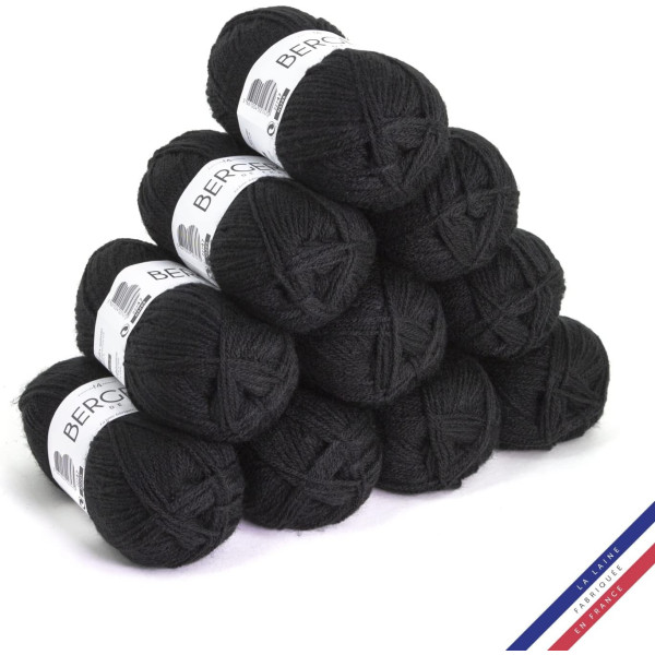10 pelotes de laine - Réglisse - 100% acrylique - Bergère de France - Barisienne