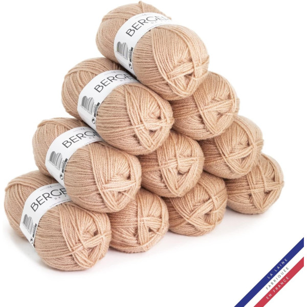 10 pelotes de laine - Camée - 100% acrylique - Bergère de France - Barisienne