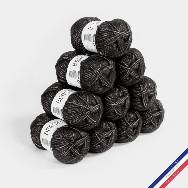 10 pelotes de laine - Noir - Polyester, laine, acrylique - Bergère de France - Cocooning