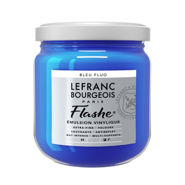 photo - Peinture vinylique - Flashe - Bleu fluo - 083 - Lefranc Bourgeois - 400ml