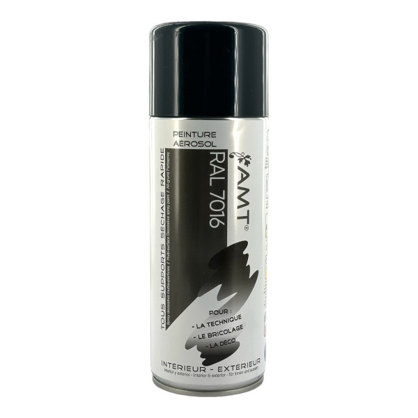 Bombe de peinture - Gris foncé - RAL7016 - Brillant - AMT - 330ml - Peinture acrylique