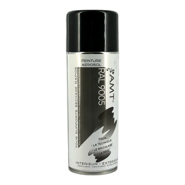 photo - Bombe de peinture - Noir - RAL9005 - Brillant - AMT - 330ml - Peinture acrylique