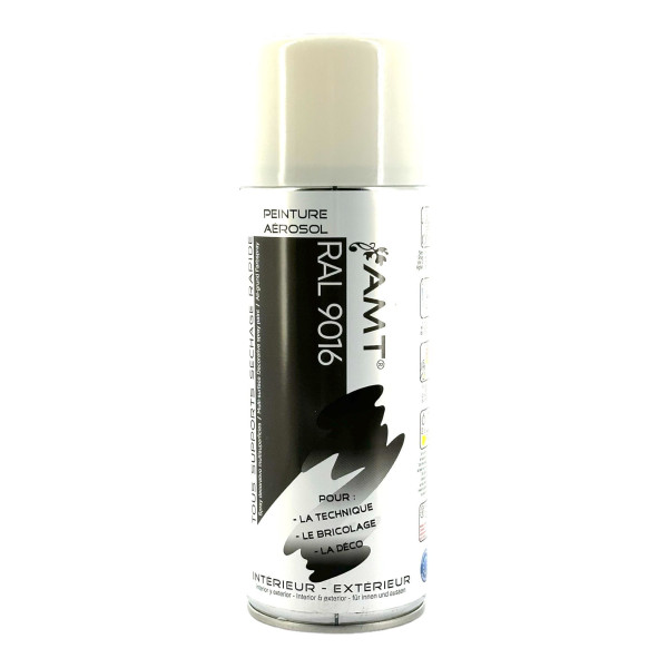 photo - Bombe de peinture - Blanc - RAL9016 - Brillant - AMT - 330ml - Peinture acrylique