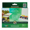 photo-Peinture aquarelle - Fine - Boîte 24 demi-godets - Sennelier - La petite aquarelle - Mains libres