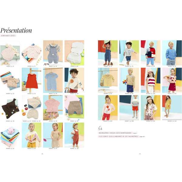 Catalogue - Patrons pour tricot et crochet - Tenues enfant été - N°54 - Bergère de France