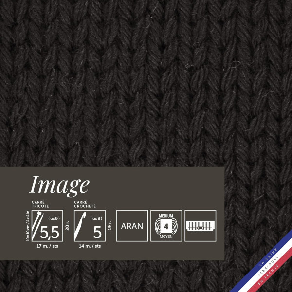 10 pelotes de laine - Noir - 50% Laine mérinos 50% acrylique - Bergère de France - Image