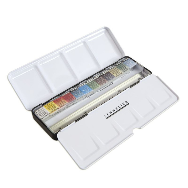 Peinture aquarelle - Extra-fine - Boite 12 demi-godets - Sennelier - L'Aquarelle par Ondine de Peretti