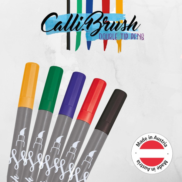Feutres - Calligraphie - Double pointe - 2mm et pinceau - 5 couleurs classiques - Online