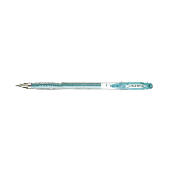 photo - Stylo encre gel vert pailleté pointe moyenne 0,7mm UniBall Signo