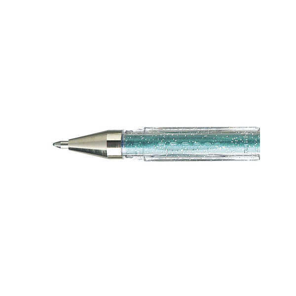Stylo encre gel vert pailleté pointe moyenne 0,7mm UniBall Signo