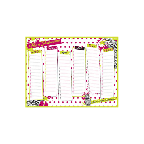 Calendrier Perpétuel Anniversaires Et F√Ätes - 42 X 32 Cm pas cher