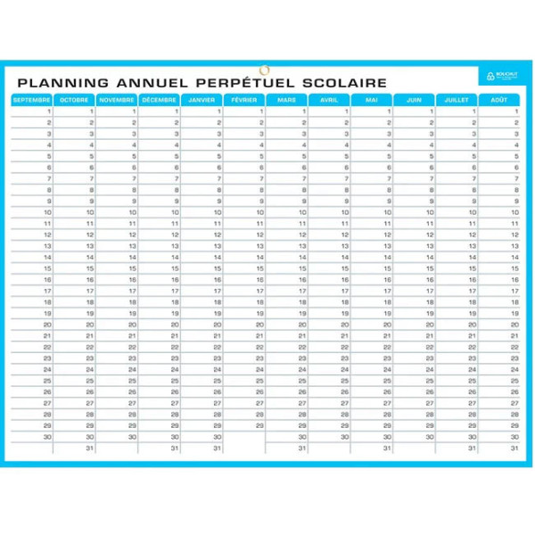 Planning Perpétuel Effaçable Hebdomadaire Et Annuel Scolaire 42X32Cm | Surdiscount