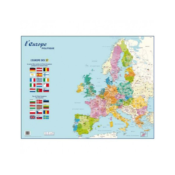 Carte Murale Pelliculée Europe Politique 66 X 84,5 Cm pas cher