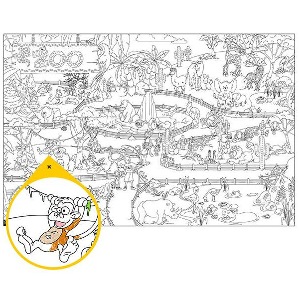 Coloriage Géant Pour Enfants Le Zoo 80 X120 Cm pas cher