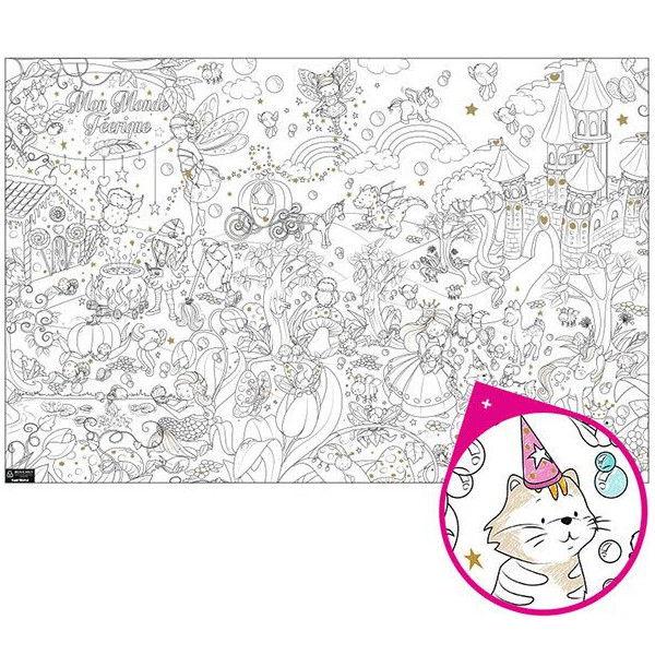 Coloriage Géant Pour Enfants Monde Féerique 80 X120 Cm pas cher